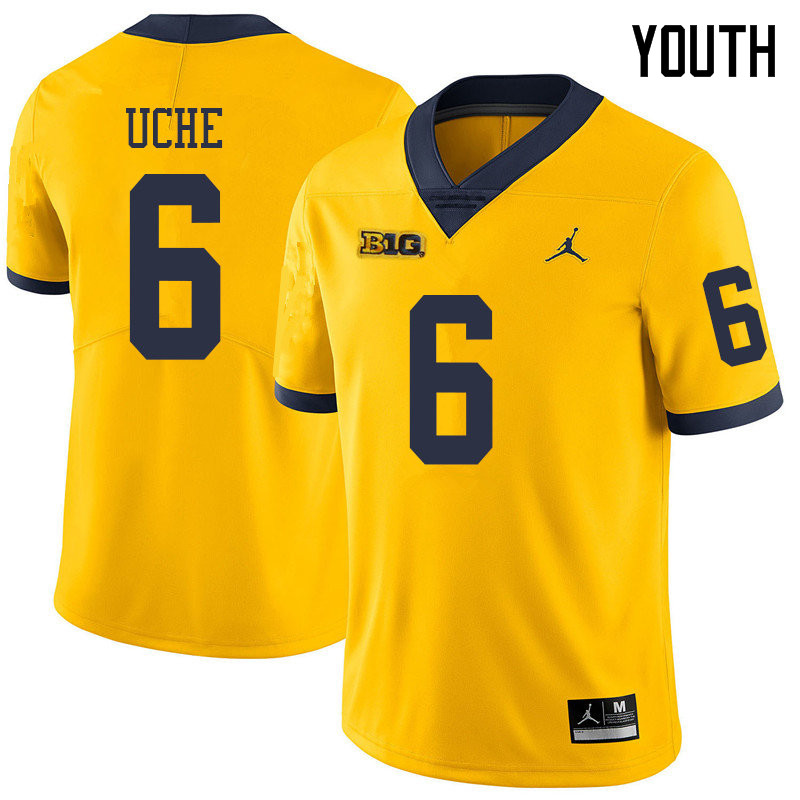 Jordan Brand Youth #6 Josh Uche Michigan Wolverines College Football Jerseys Sale-Yellow